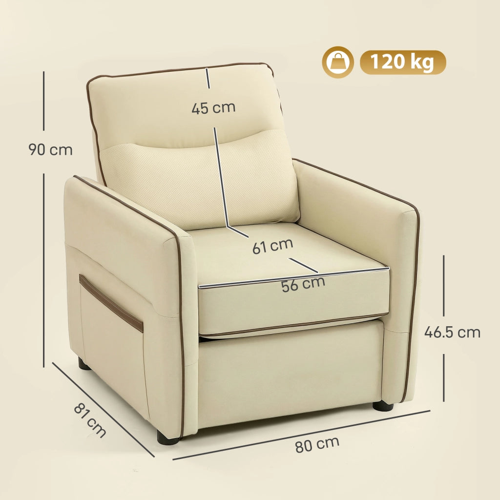 Poltrona Relax Moderna ¨C Xylo ¨C Similpelle Beige con Imbottitura Spessa e Tasca