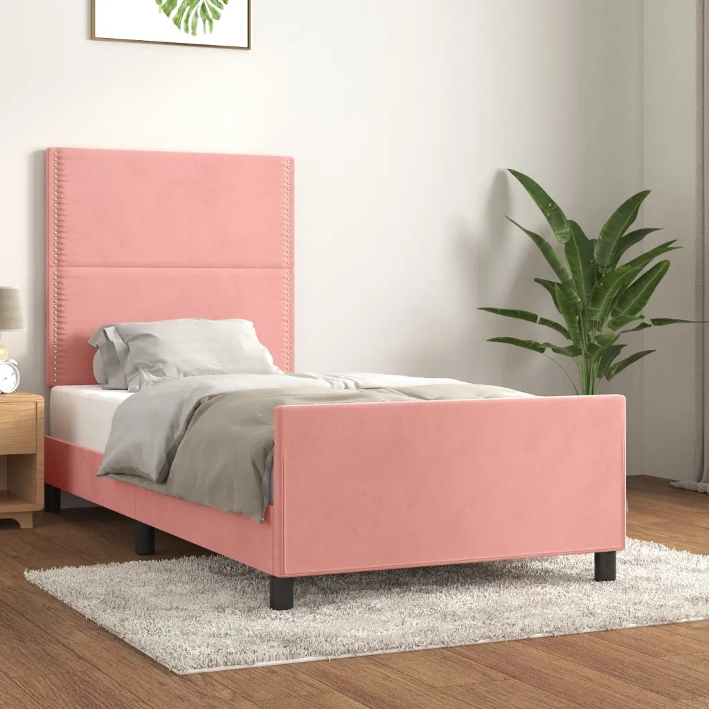 Giroletto con Testiera Rosa 100x200 cm in Velluto 3125683