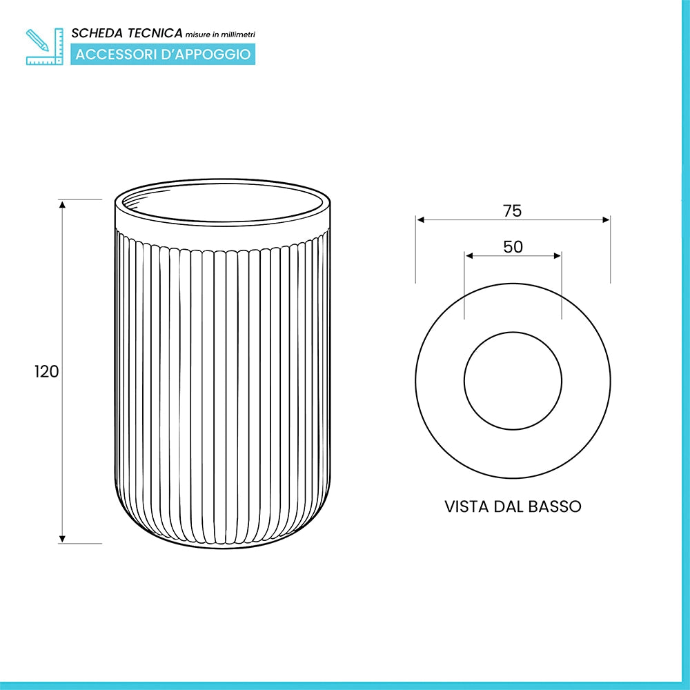 Porta spazzolini verde in plastica cannettata rigida Arizona