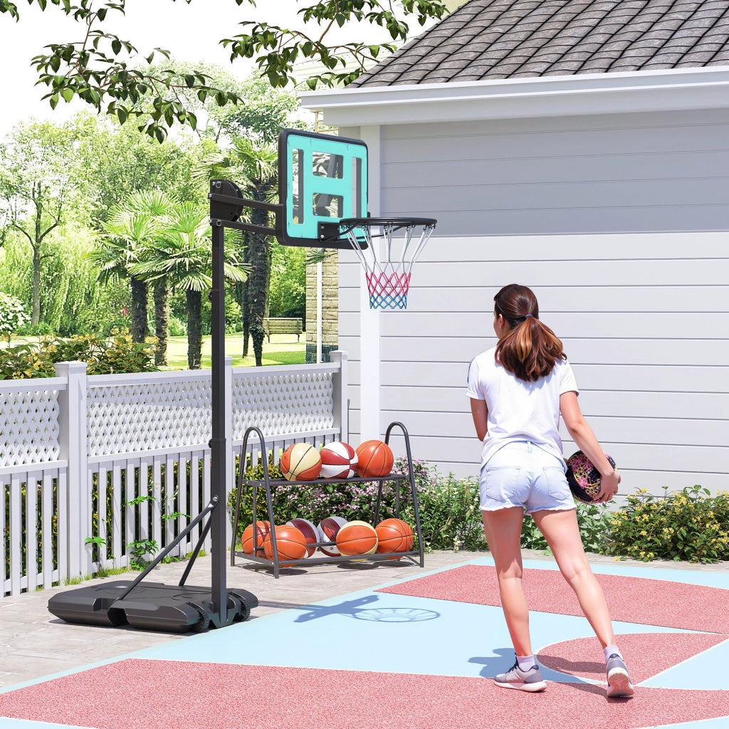 Canestro da Basket Regolabile 146-236 cm con Ruote e Base Riempibile ¨C Minimal ¨C Nero