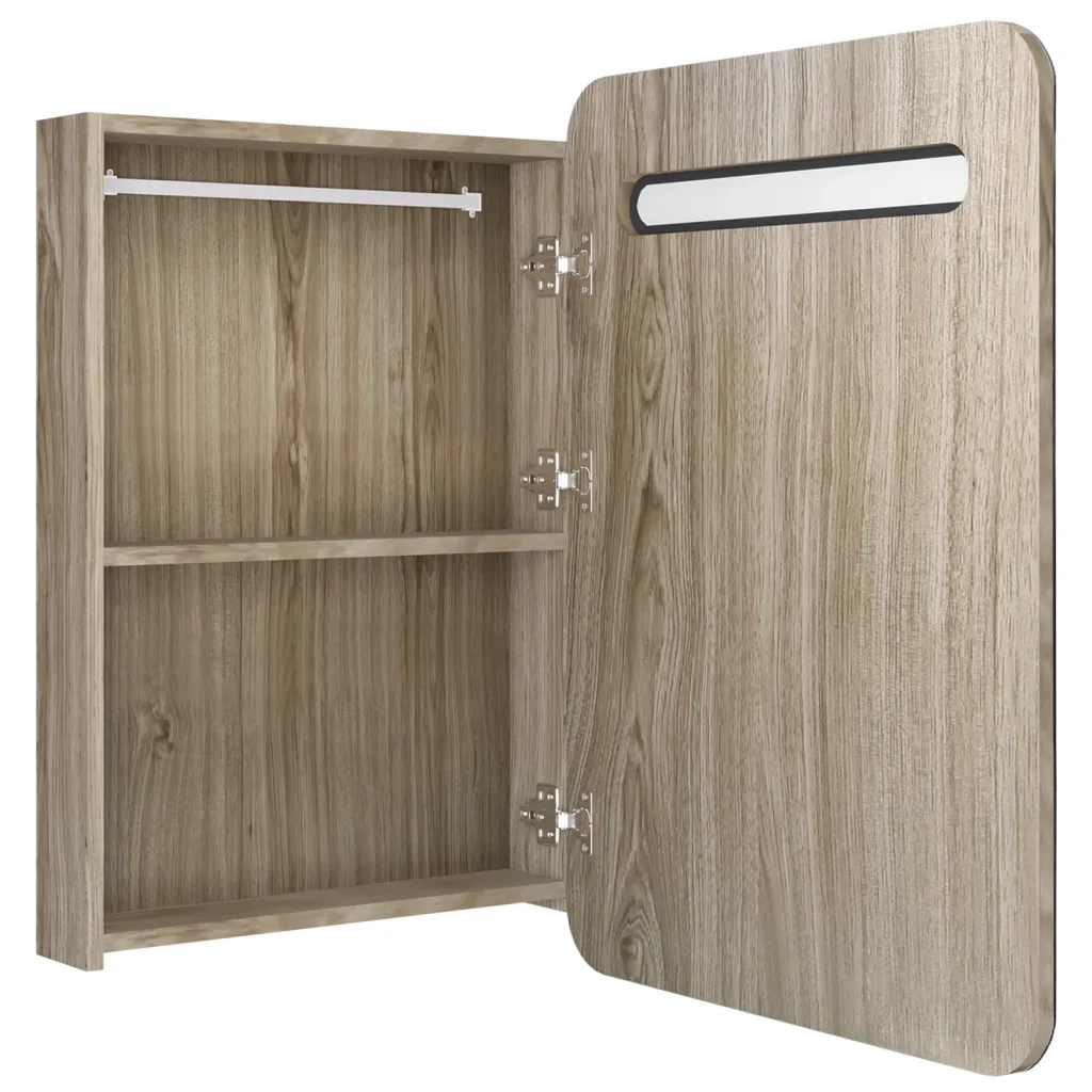Armadietto Bagno con Specchio e LED Rovere 60x11x80 cm 326507