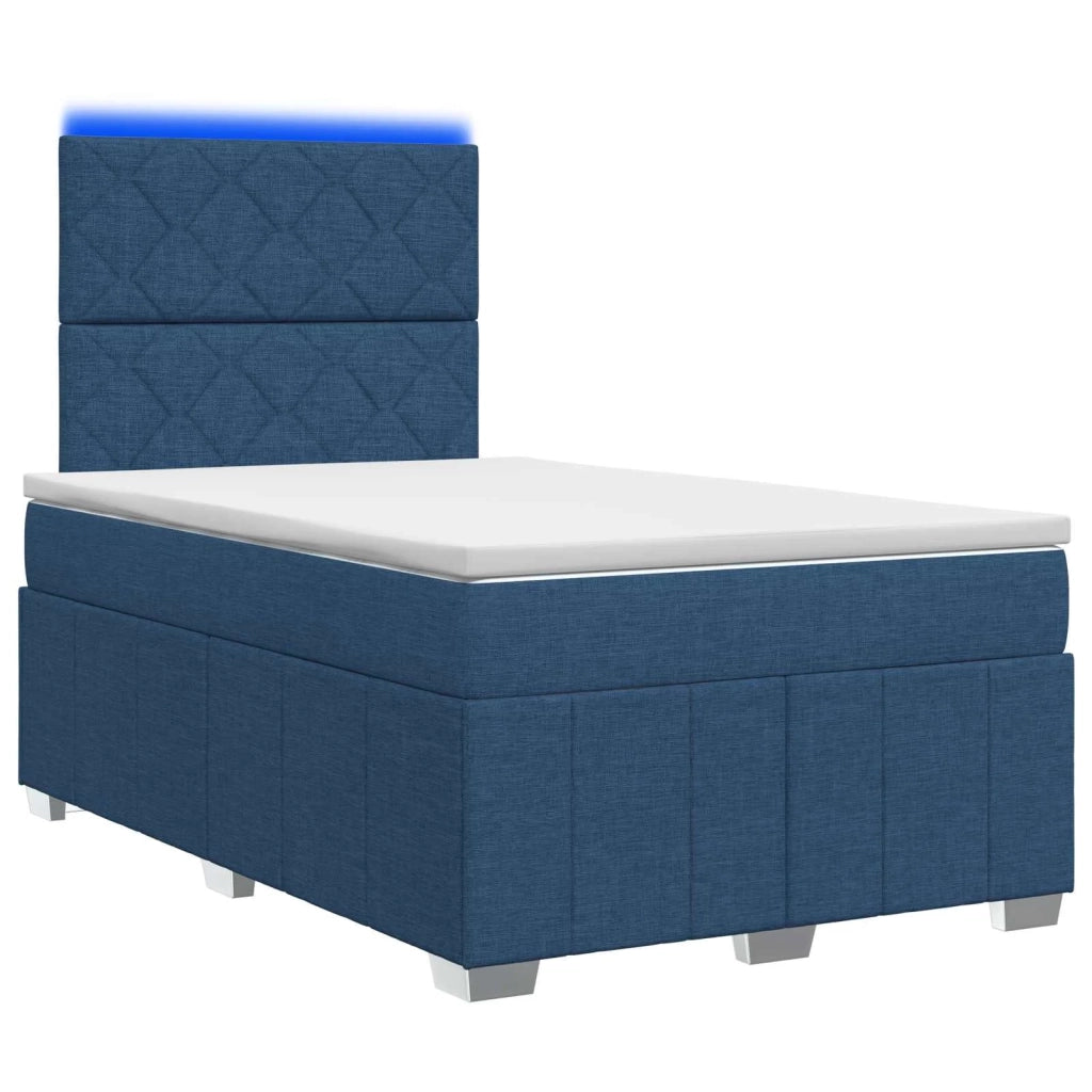 Letto Box Spring LED con Materasso Blu 120 x 190 cm Tessuto 3455569