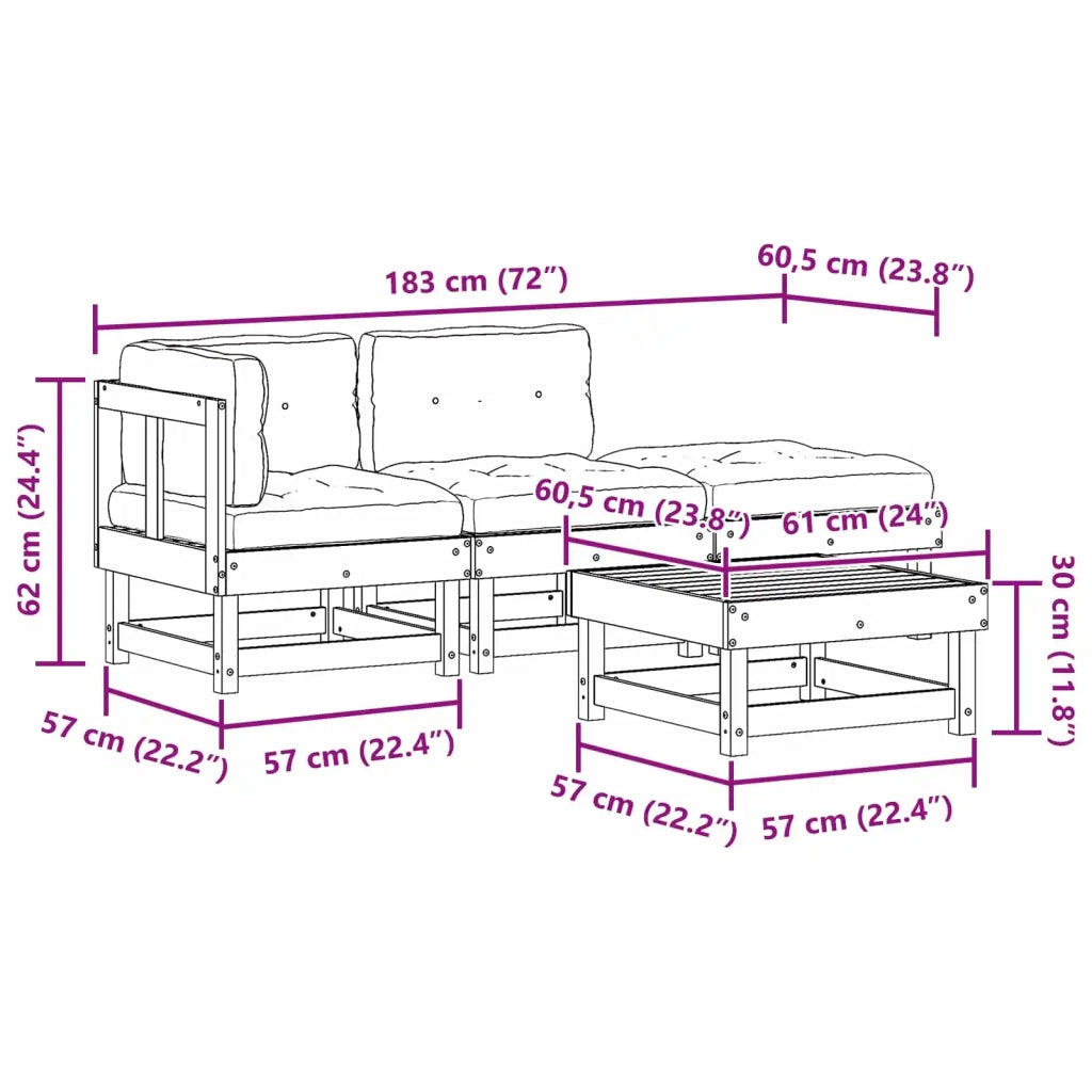 Set Lounge da Giardino 4 pcs Marrone Cerato 3418068