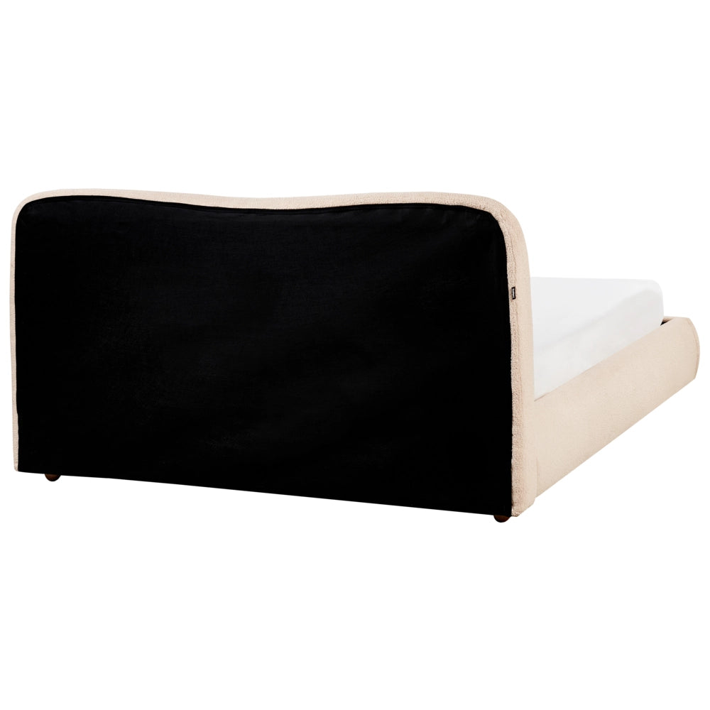 Letto contenitore Beige Boucle Poliestere Tessuto 180 x 200 cm Design moderno e minimalista