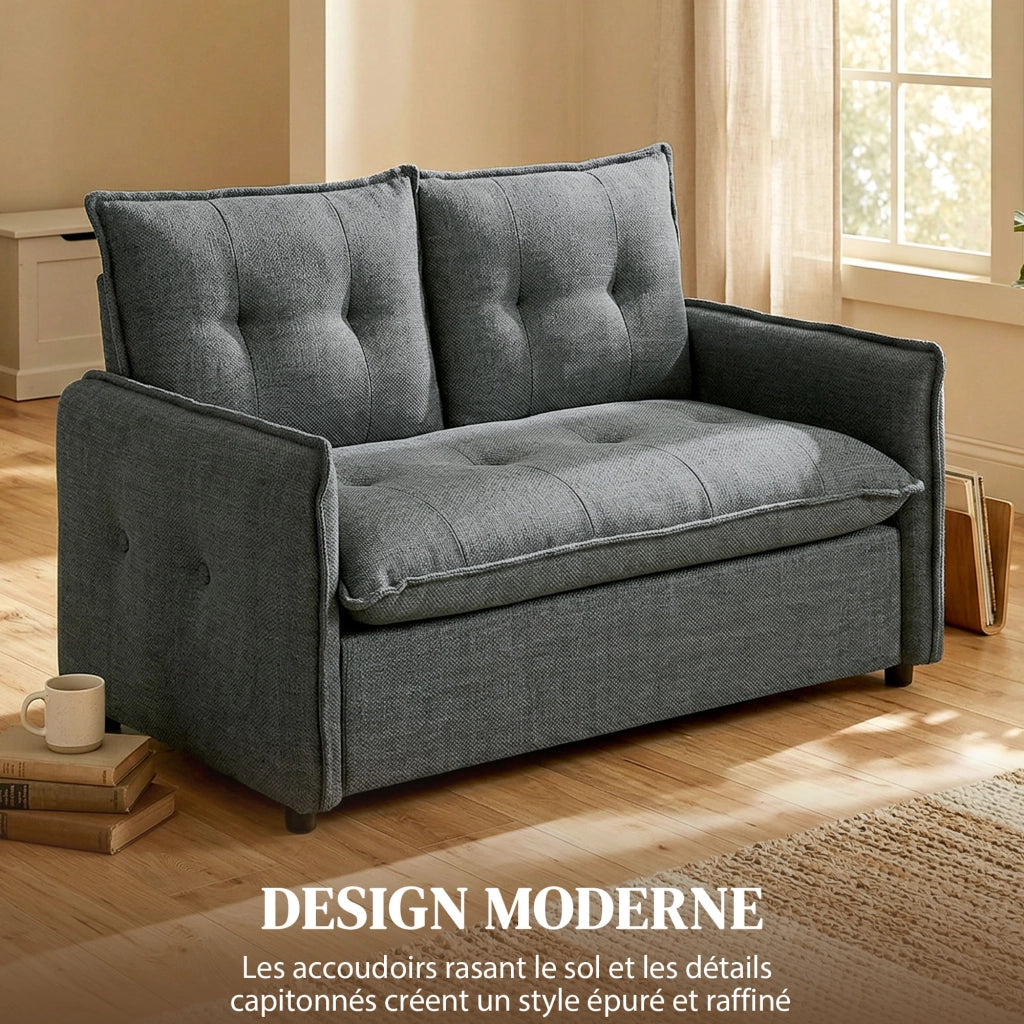 Divano 2 posti ¨C Minimal ¨C Tessuto lino grigio scuro 131 cm