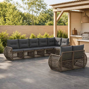 Set Divano da Giardino 8 pz Grigio e Grigio Scuro polyrattan 3435479
