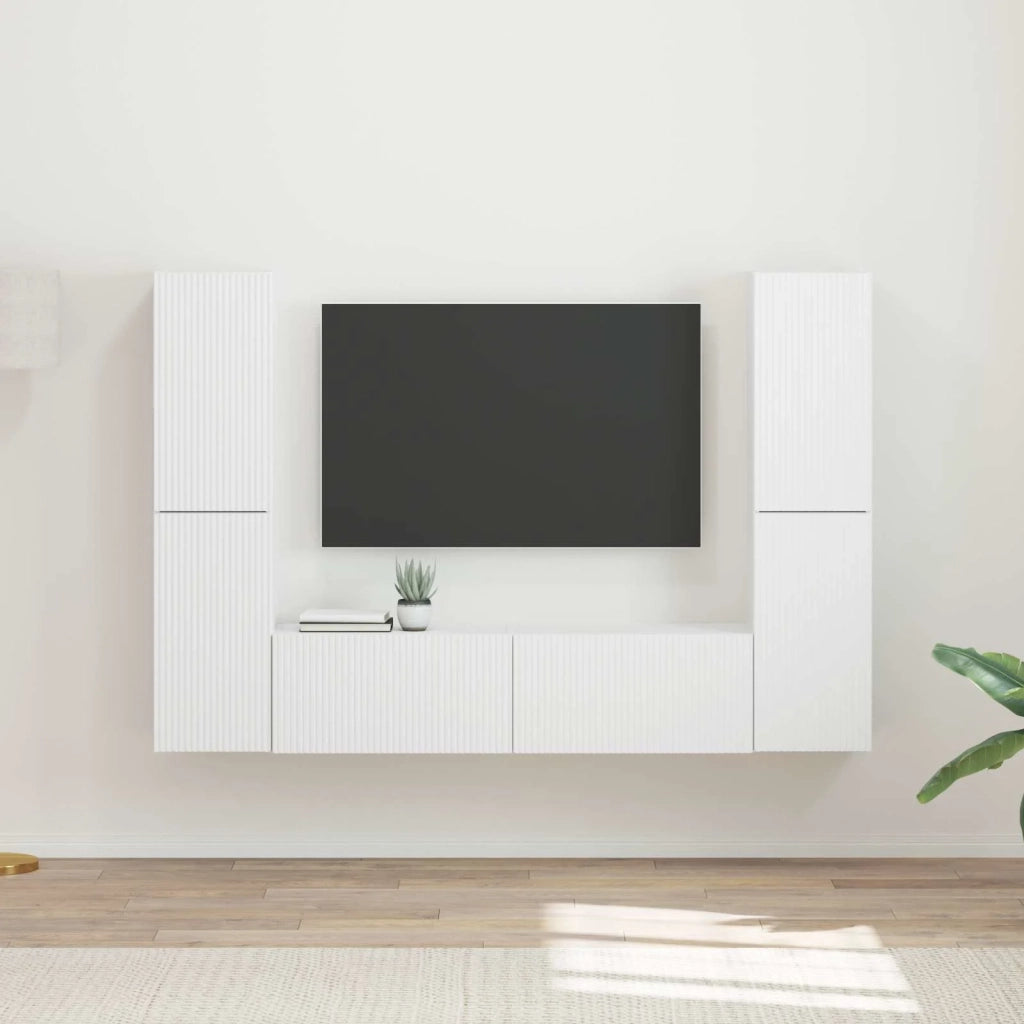 Set mobile TV 6 pcs Bianco Legno multistrato 3409105
