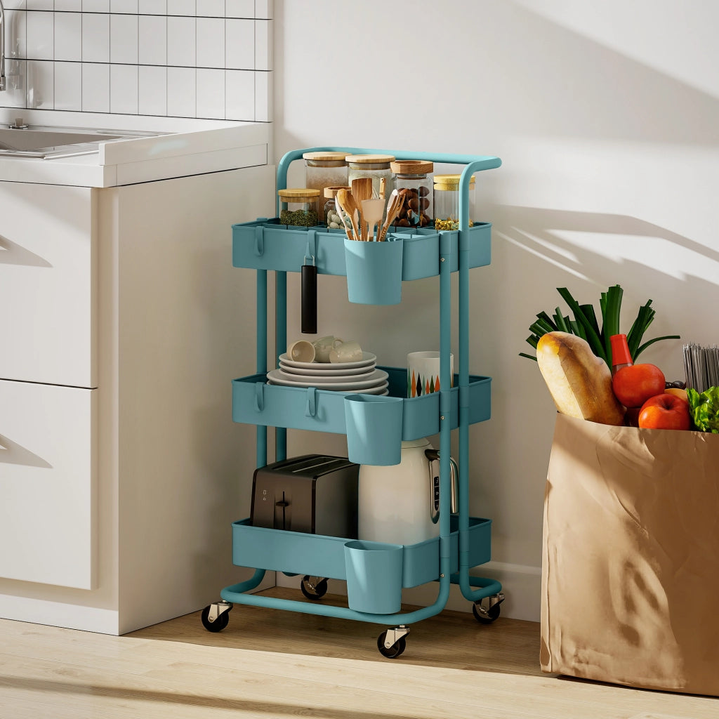 Carrello Multiuso con Cassetti e Ganchi ¨C Minimal ¨C 42x38x86,5 cm Verde