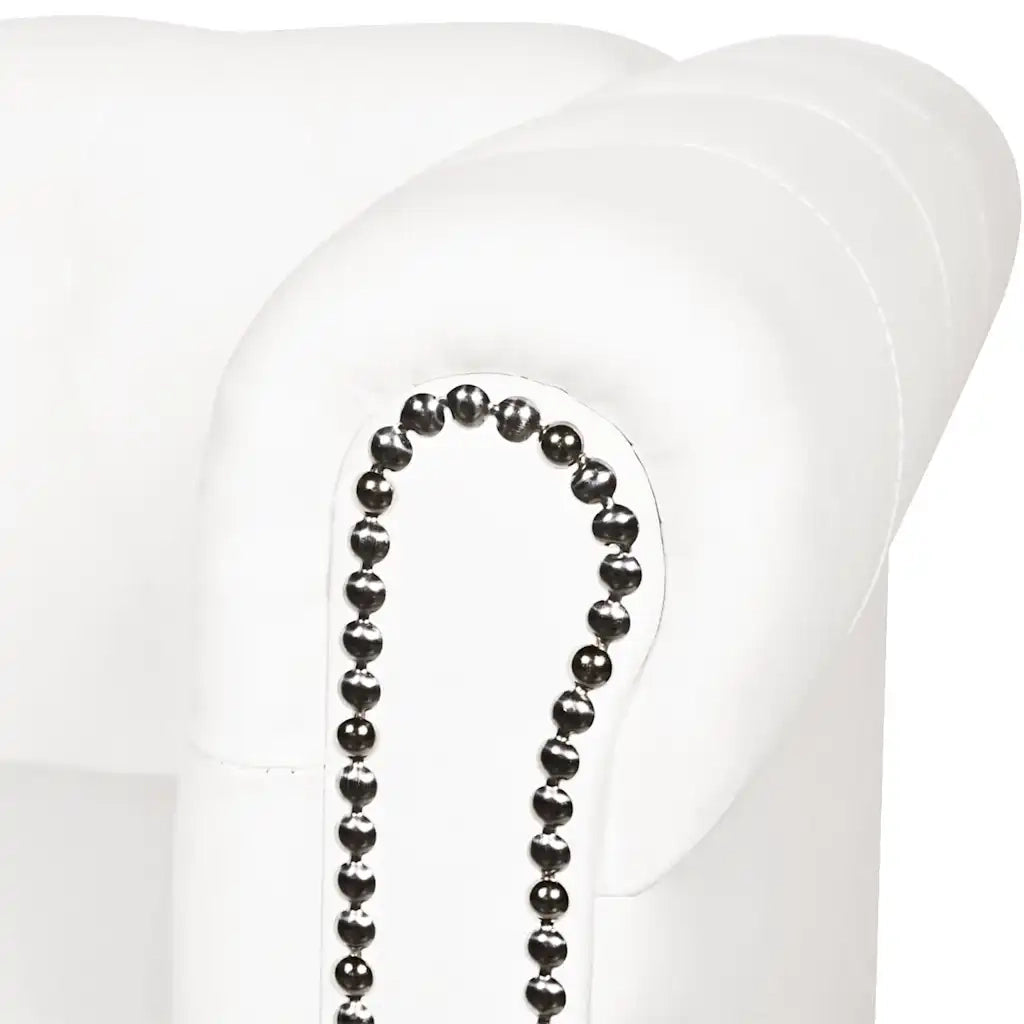 Divano Chesterfield a 2 Posti in Finta Pelle Bianco 242371