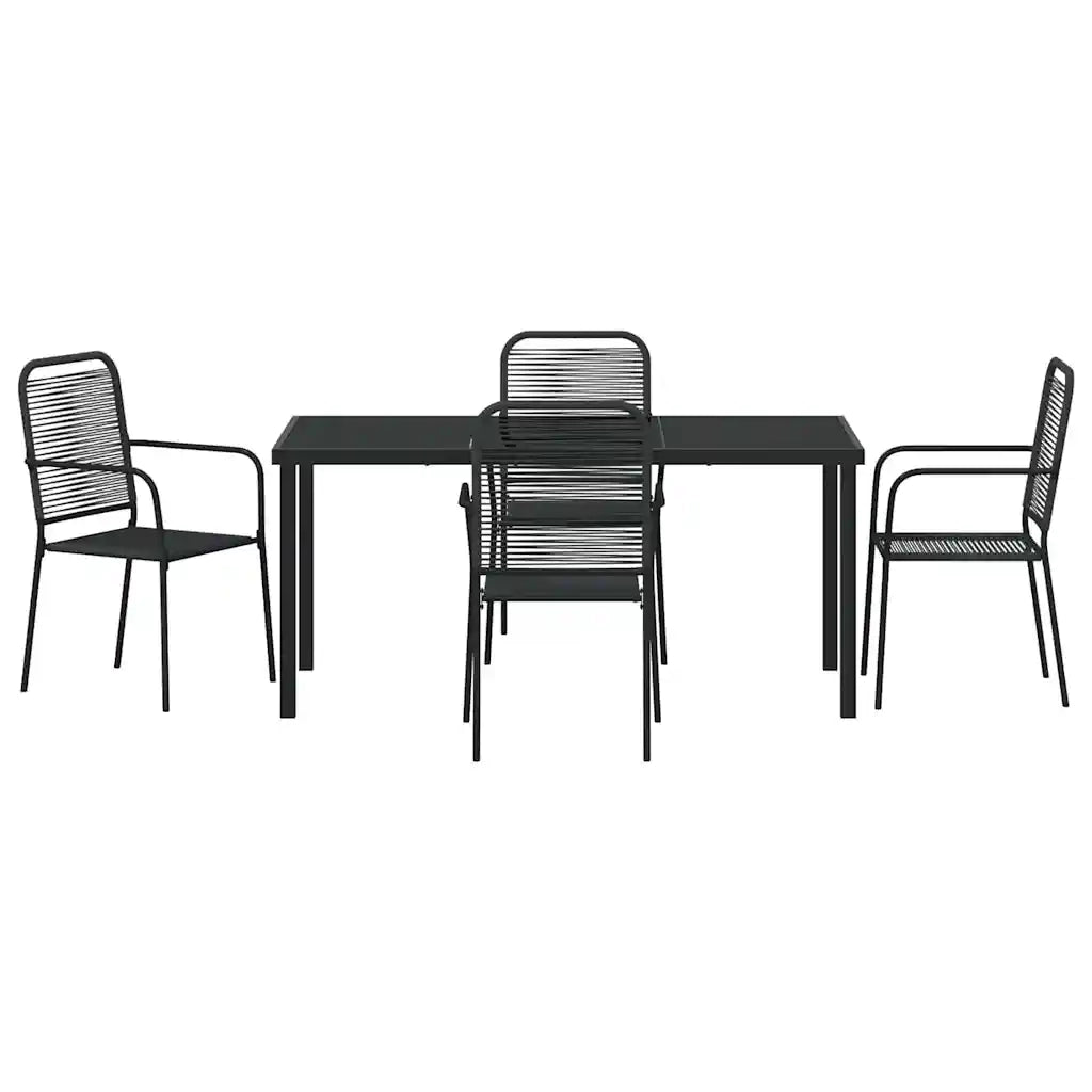 Set da Pranzo per Giardino 5 pcs Nero