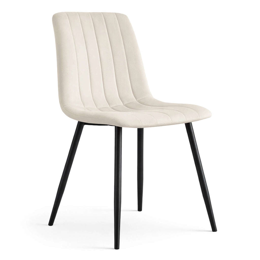 Sedia in velluto trapuntata LIVO Beige gambe nere