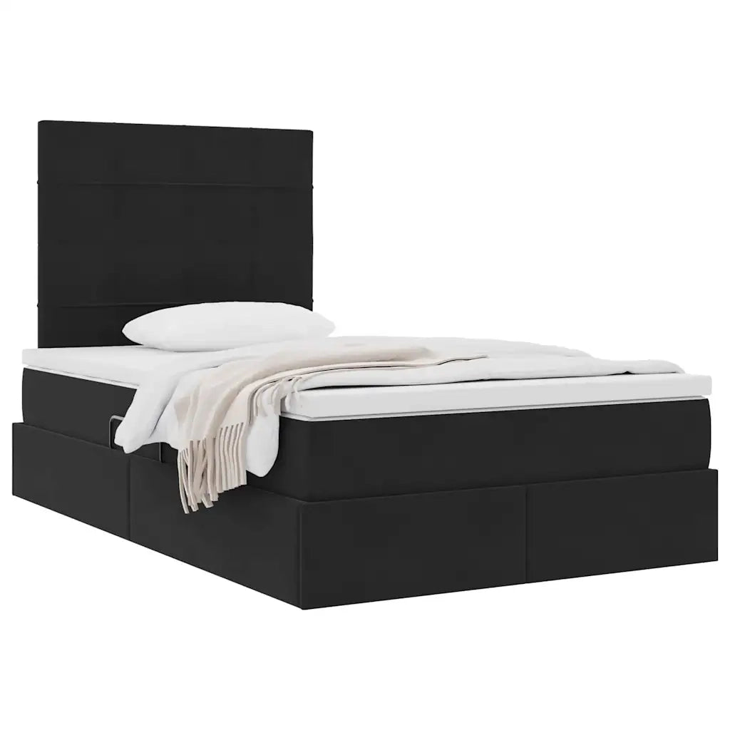 Letto con contenitore e materasso Nero 120 x 200 cm Velluto 3372023