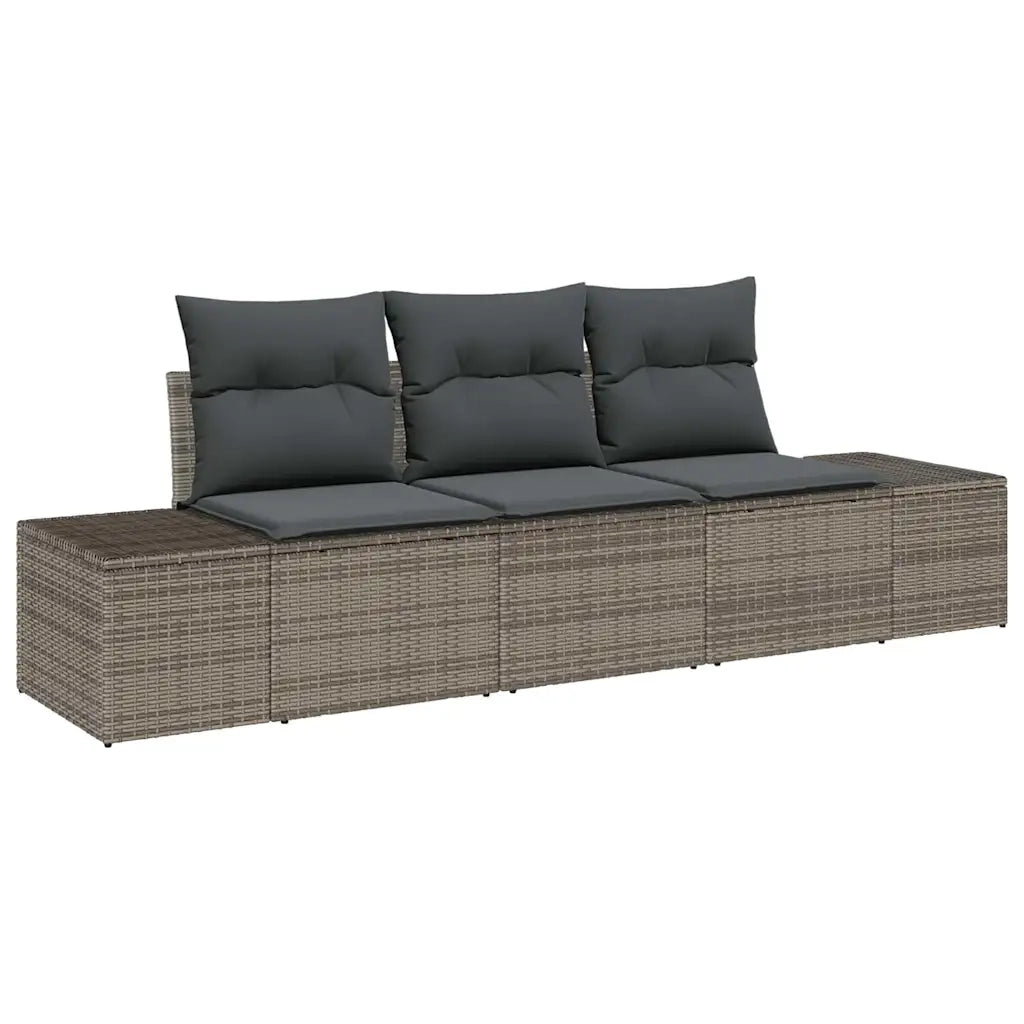 Set di divani con cuscino 3 pcs Grigio polyrattan 3346919