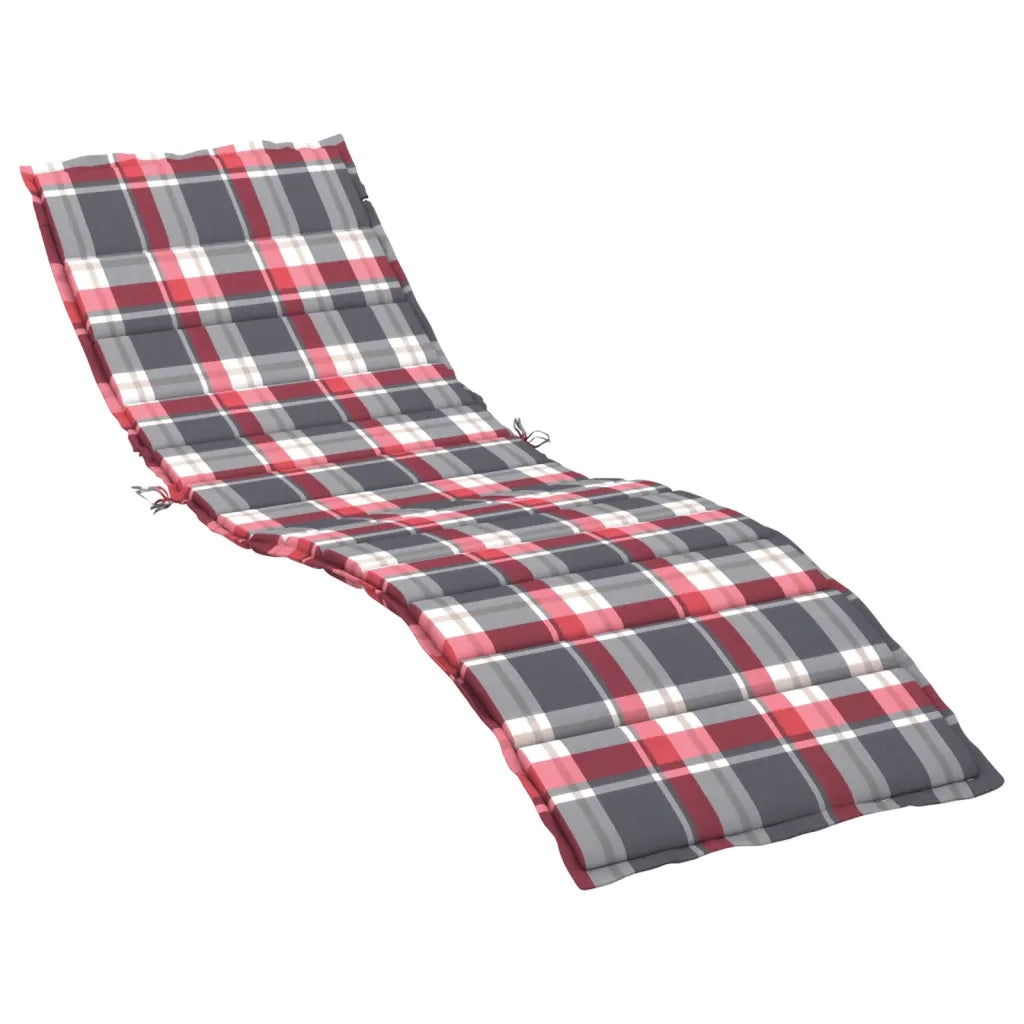 Cuscino per sedie | Cuscino per Lettino a Quadri Rossi 200x70x3 cm Tessuto Oxford