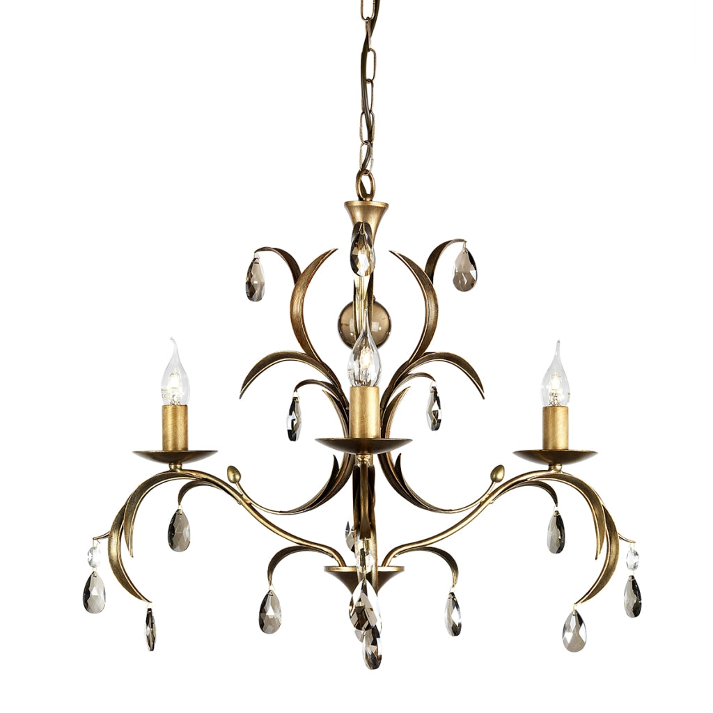 Lampadario Lily bronzo patinato 3xE14 cristallo Elstead