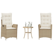 Set da Bistrò 3 pz con Cuscini Beige in Polyrattan 365276