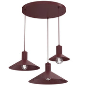 Lampada sospesa conica 3xE27 borgogna Nox Luminex