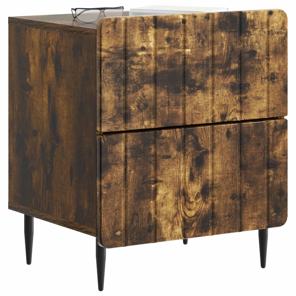 Comodino | Armadio da Notte | Mobiletto da notte con cassetto Rovere Fumo 43 x 34,5 x 49,5 cm