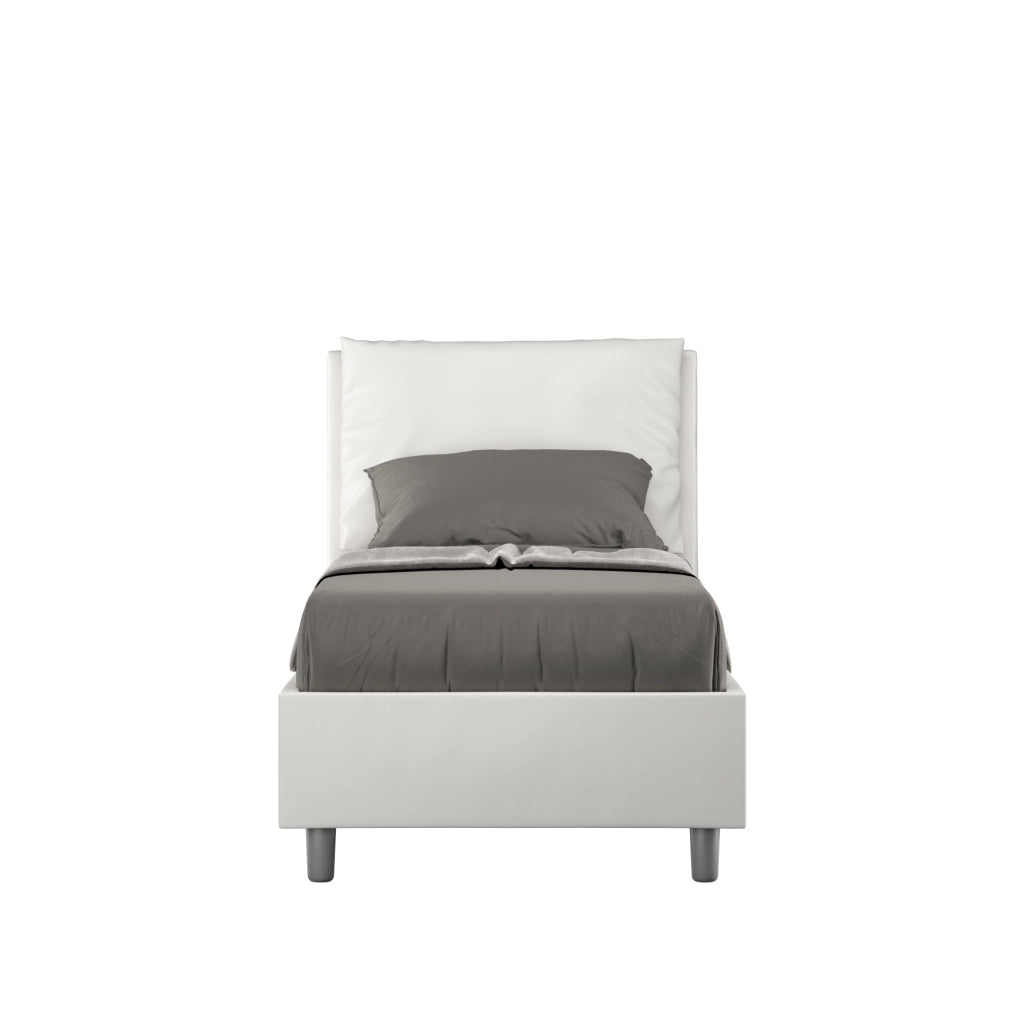 BS COM Letto singolo senza rete imbottito 80x200 similpelle bianco