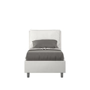 BS COM Letto singolo senza rete imbottito 80x200 similpelle bianco