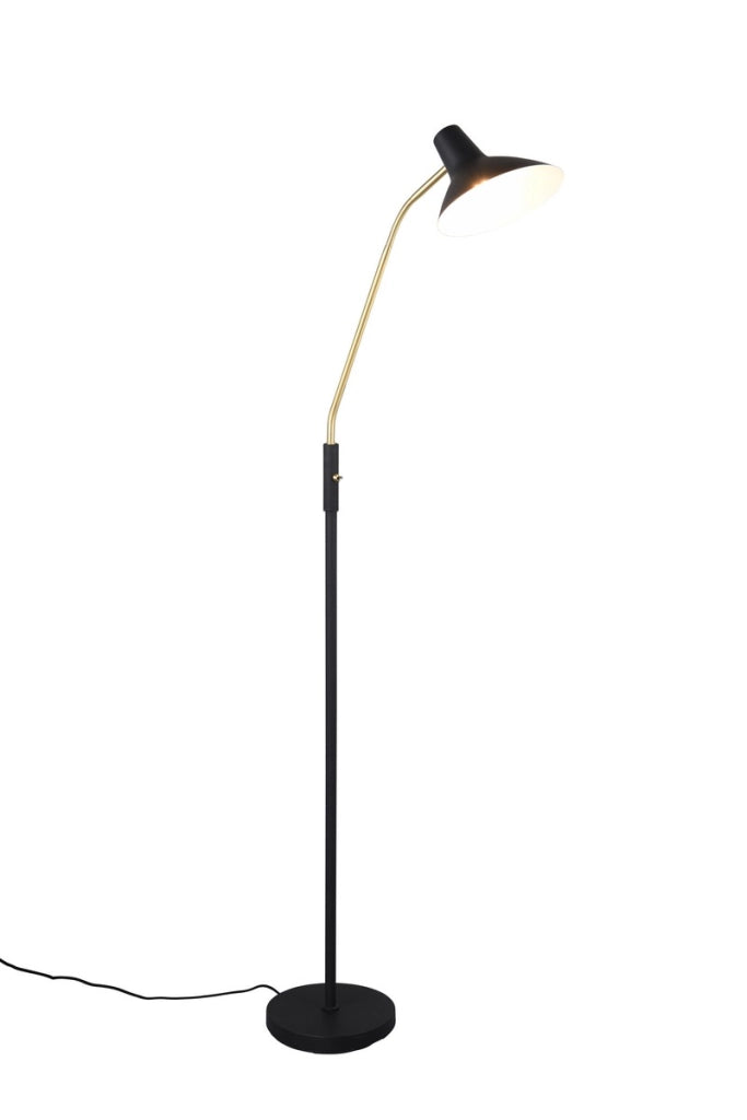Lampada da terra nera ottone braccio flessibile 145cm E27