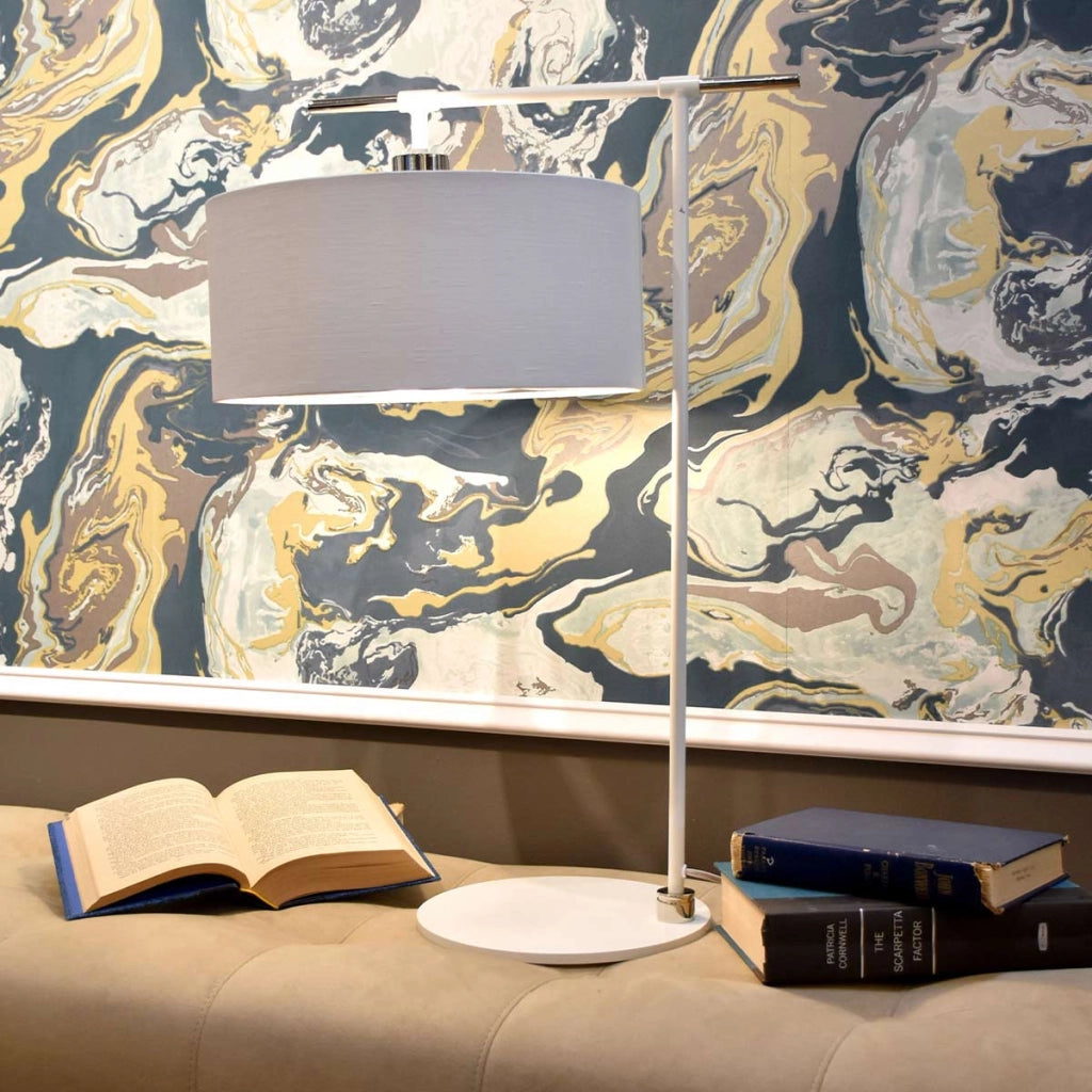 Lampada da tavolo Balance bianca nichel E27 60W Elstead