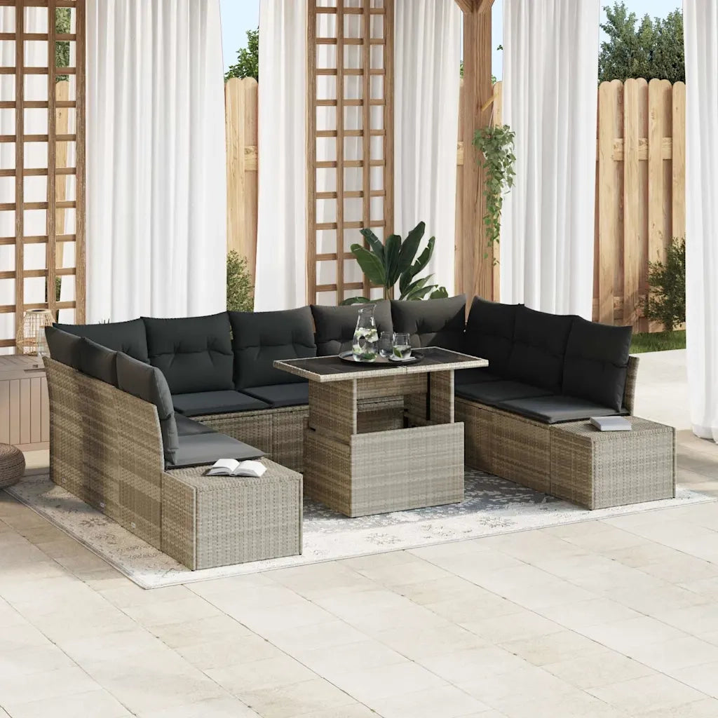 Set Divano da Giardino con cuscino 10 pcs Grigio chiaro 3349248