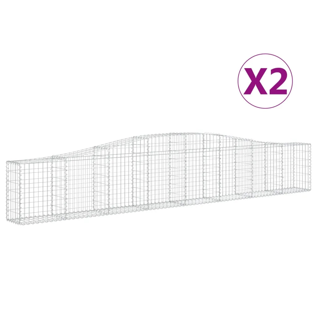 Cesti Gabbioni ad Arco 2 pz 400x30x60/80 cm Ferro Zincato 3145800