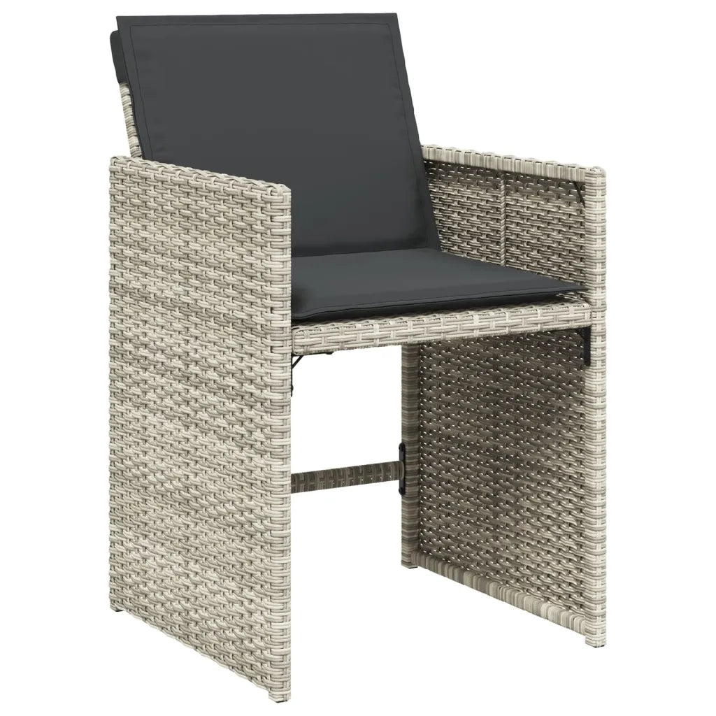 Set Pranzo da Giardino 9pz con Cuscini Grigio Chiaro Polyrattan 3277906