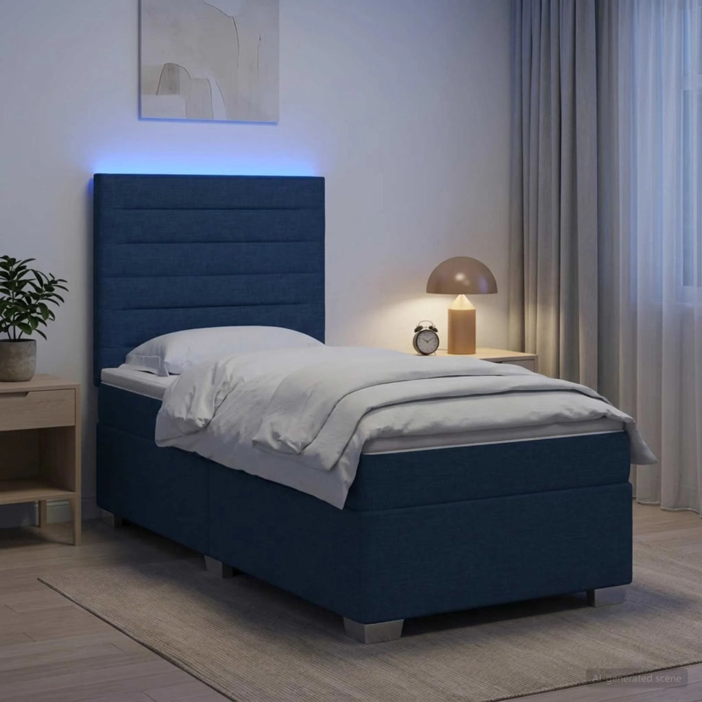 Letto box spring con materasso Blu 90 x 200 cm Tessuto 3454781