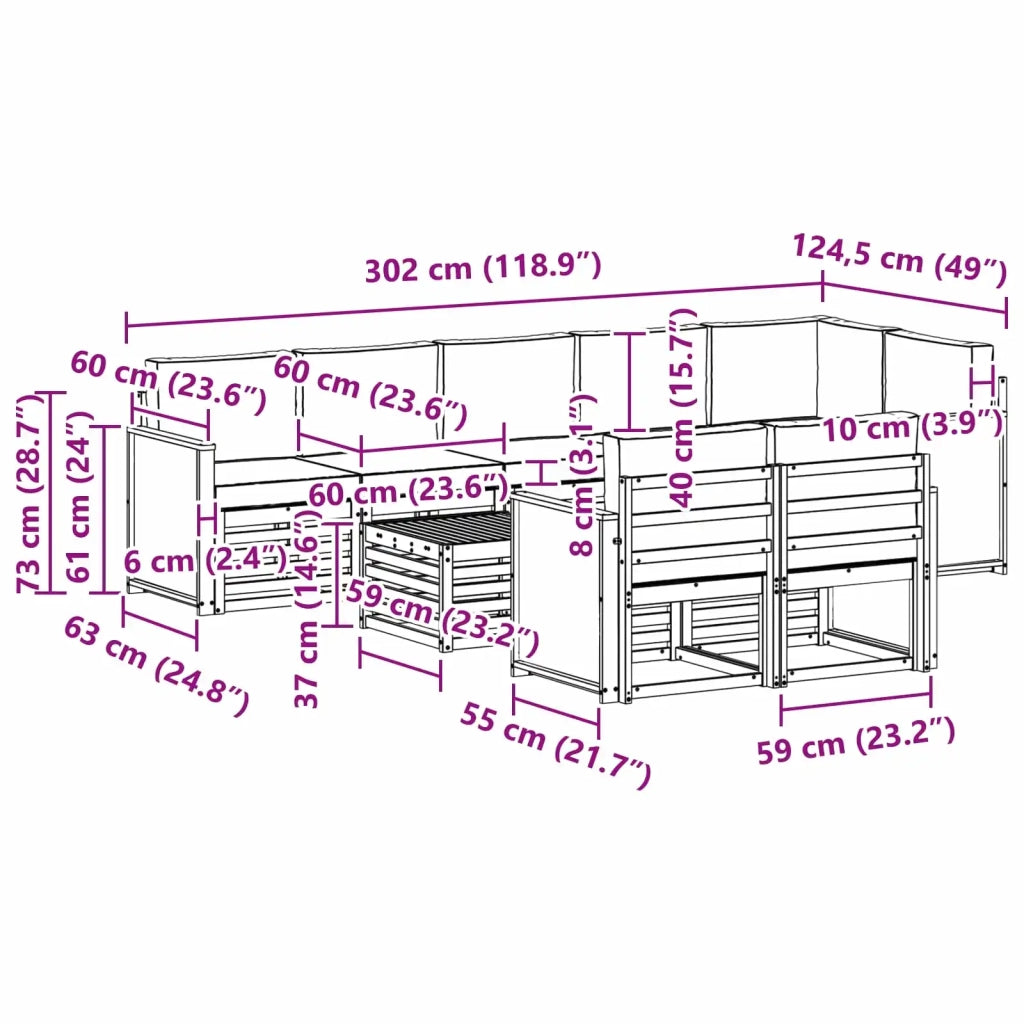 Set divani Legno di Acacia Massello 3384533