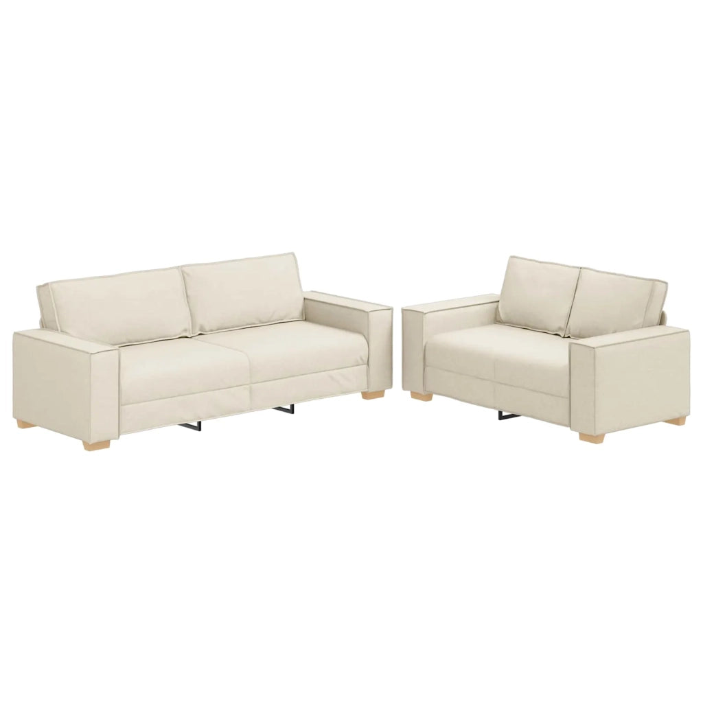 Divano 2 pcs Beige 220 x 80 x 84 cm Tessuto misto lino 3324686