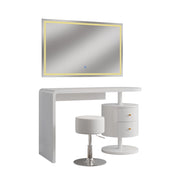 Vicco Tavolo da toeletta Bianco 120 cm con specchio LED e sgabello