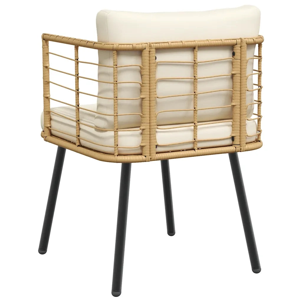 Sedia da Giardino | Sedie da Esterno con Cuscini Naturale in Polyrattan
