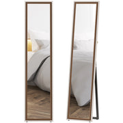 Specchio a Pieno Corpo ¨C Minimal ¨C Bianco e Marrone 157x37 cm