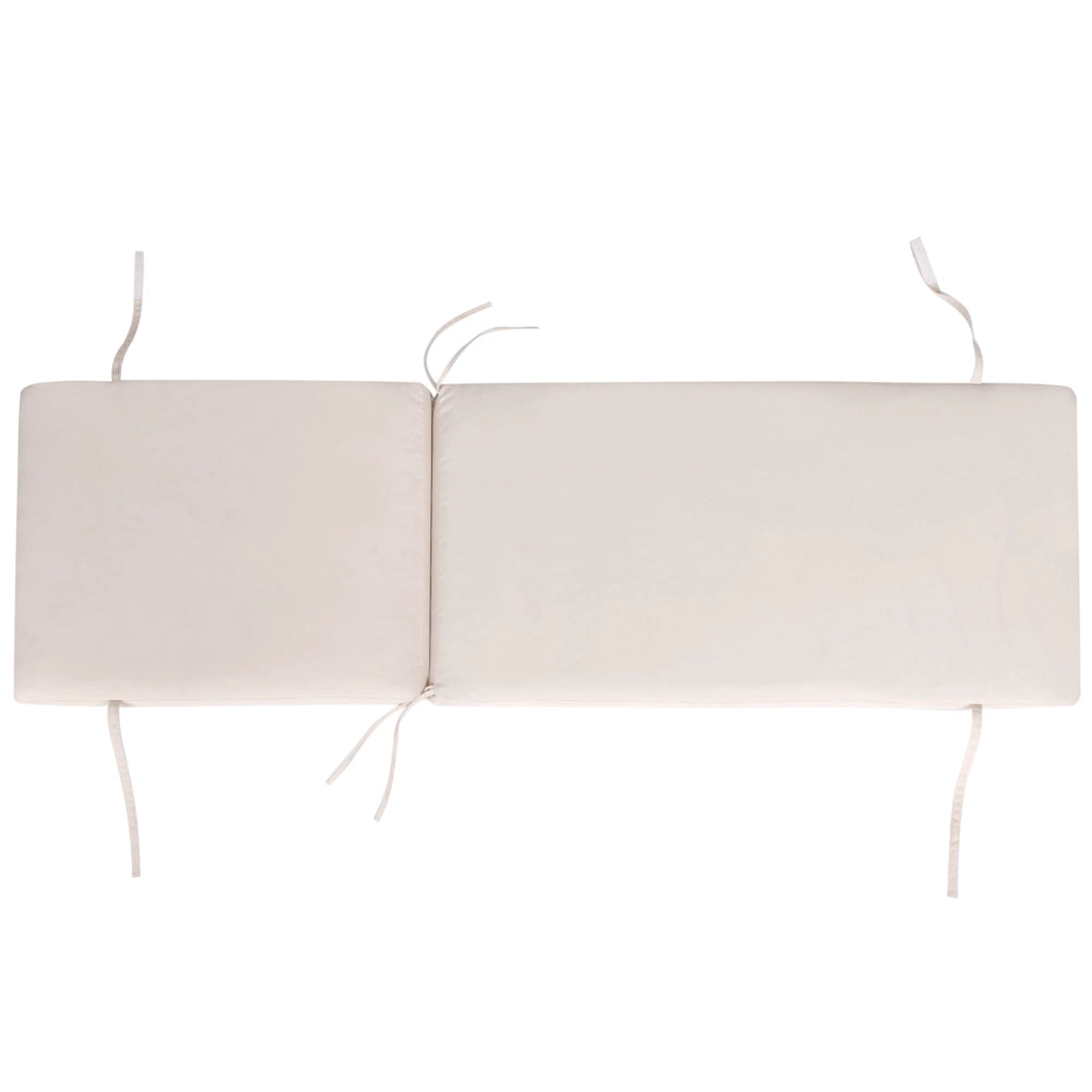 Lettino prendisole beige in alluminio con cuscino in tessuto, ruote e schienale regolabile
