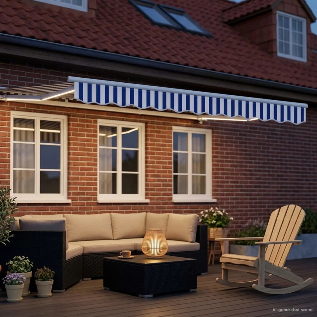 Cornice per Tenda Manuale con LED Blu e Bianco 3,5 x 2,5 m 3420591
