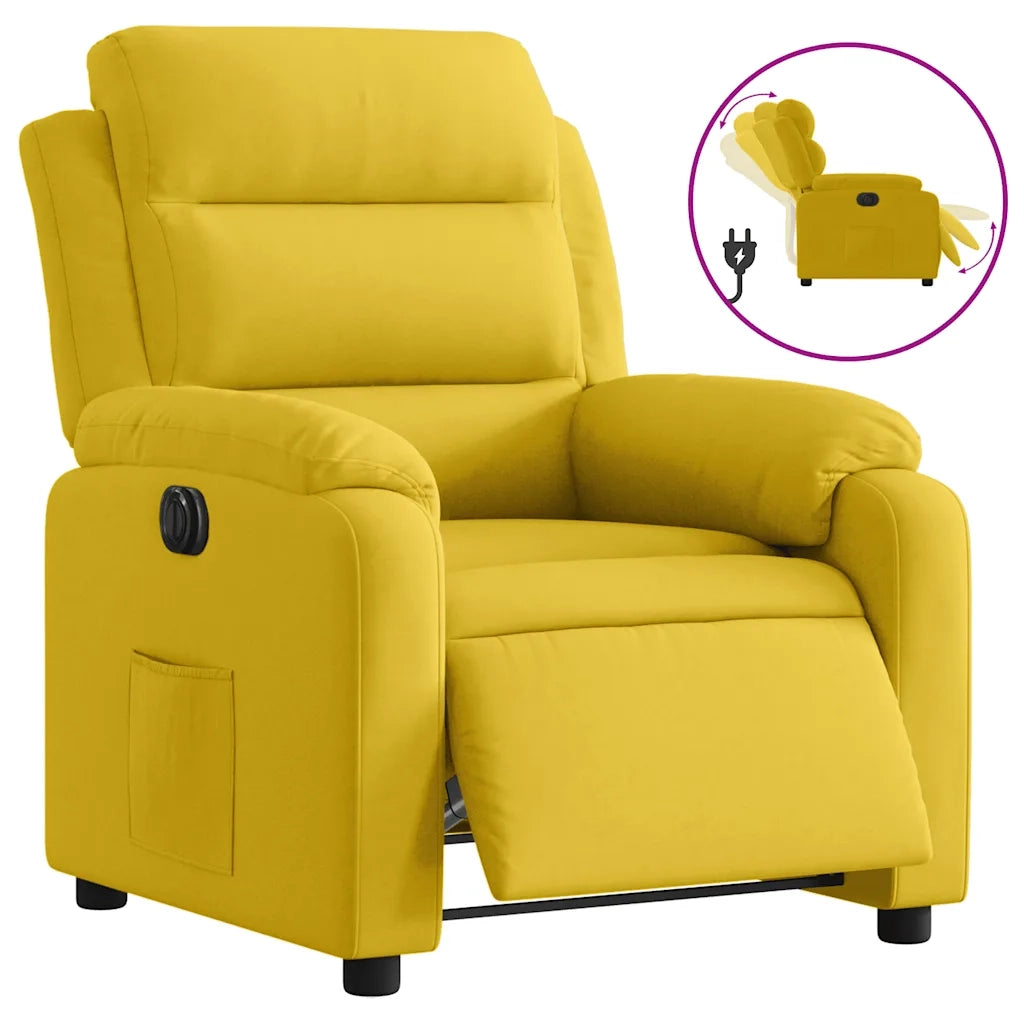 Poltrona Reclinabile Elettrica Gialla in Velluto 3205077