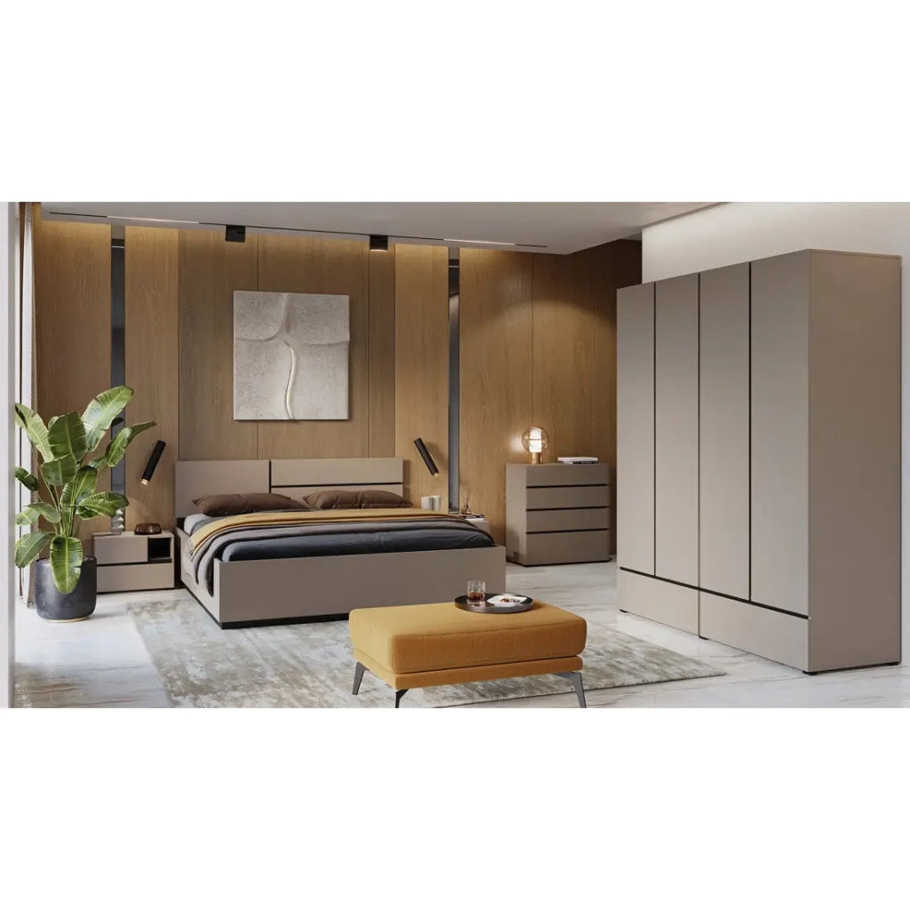 Comò HAVANA beige e nero – 4 cassetti – Eleganza moderna e contenimento compatto
