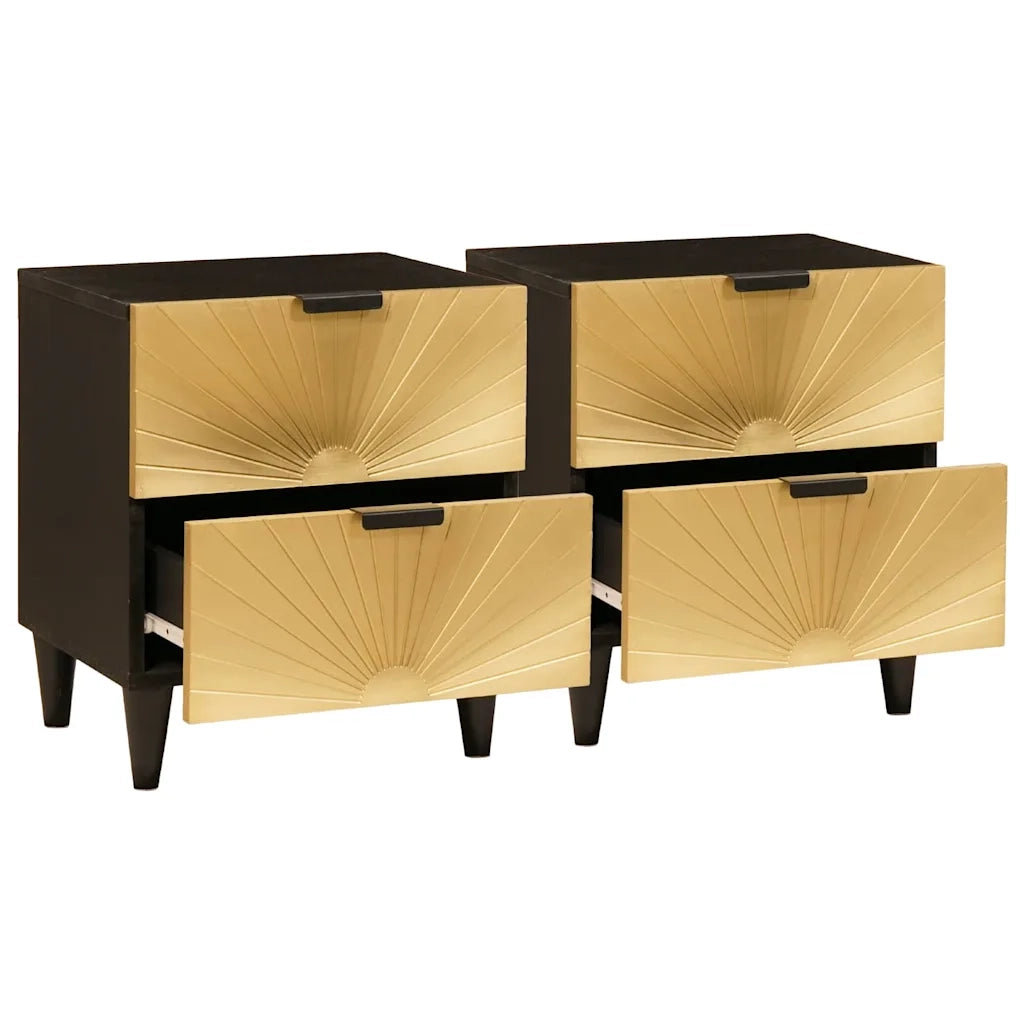 Armadio da Notte 2 pcs Nero e Oro 40 x 33 x 46 cm 4017827