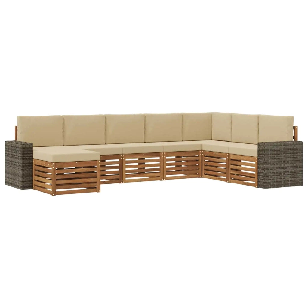 Set di divani da esterno con cuscino 8 pcs Naturale e Beige 3384729