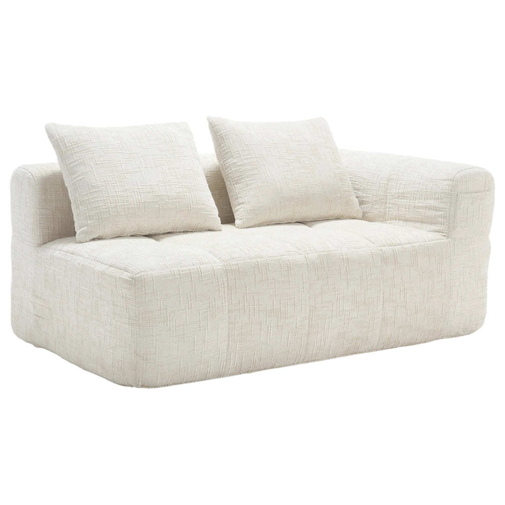 Divano 2 Posti con Cuscini e Tasche Laterali ¨C MINIMAL ¨C Beige, Tessuto Morbido