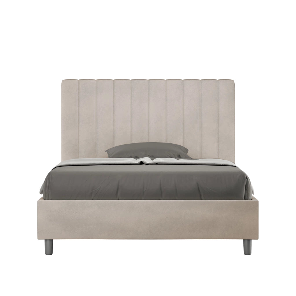 BS COM Letto una piazza e mezza contenitore imbottito 120x190 microfibra sabbia