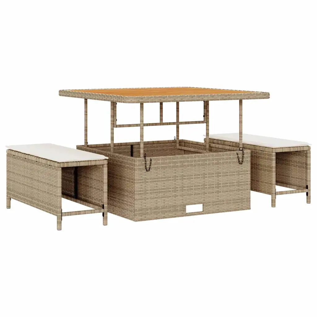 Set Divano da Giardino 11 pcs Beige e Crema polyrattan