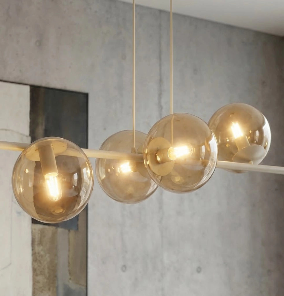 Lampada a sospensione Magnus 8xE14 vetro beige Emibig