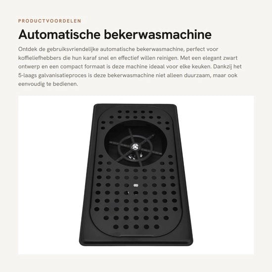 Caffettiera automatica - Spazzolatore di bicchieri - Compacto e facile da usare - Nero - Pulitore domestico - Ideale per caffè...