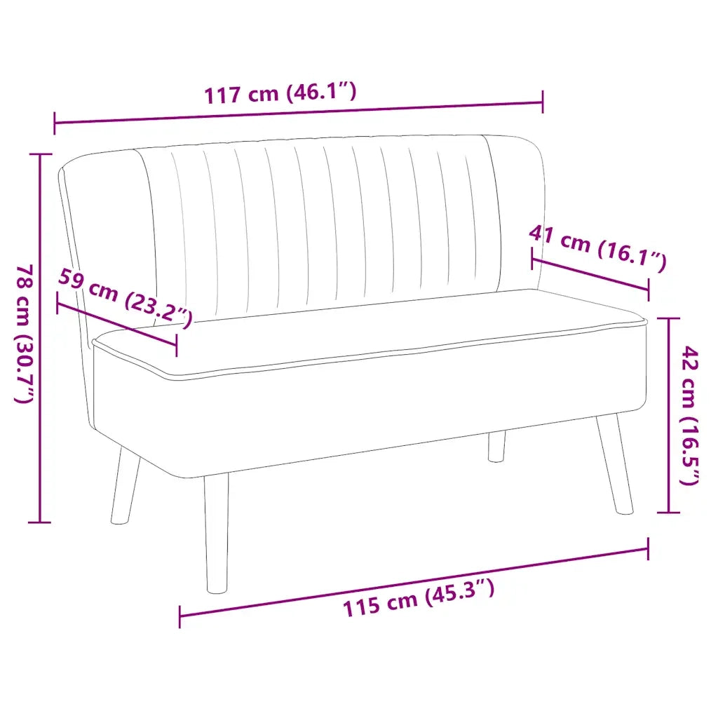 Divano in Tessuto 117x55,5x77 cm Grigio Chiaro 244070
