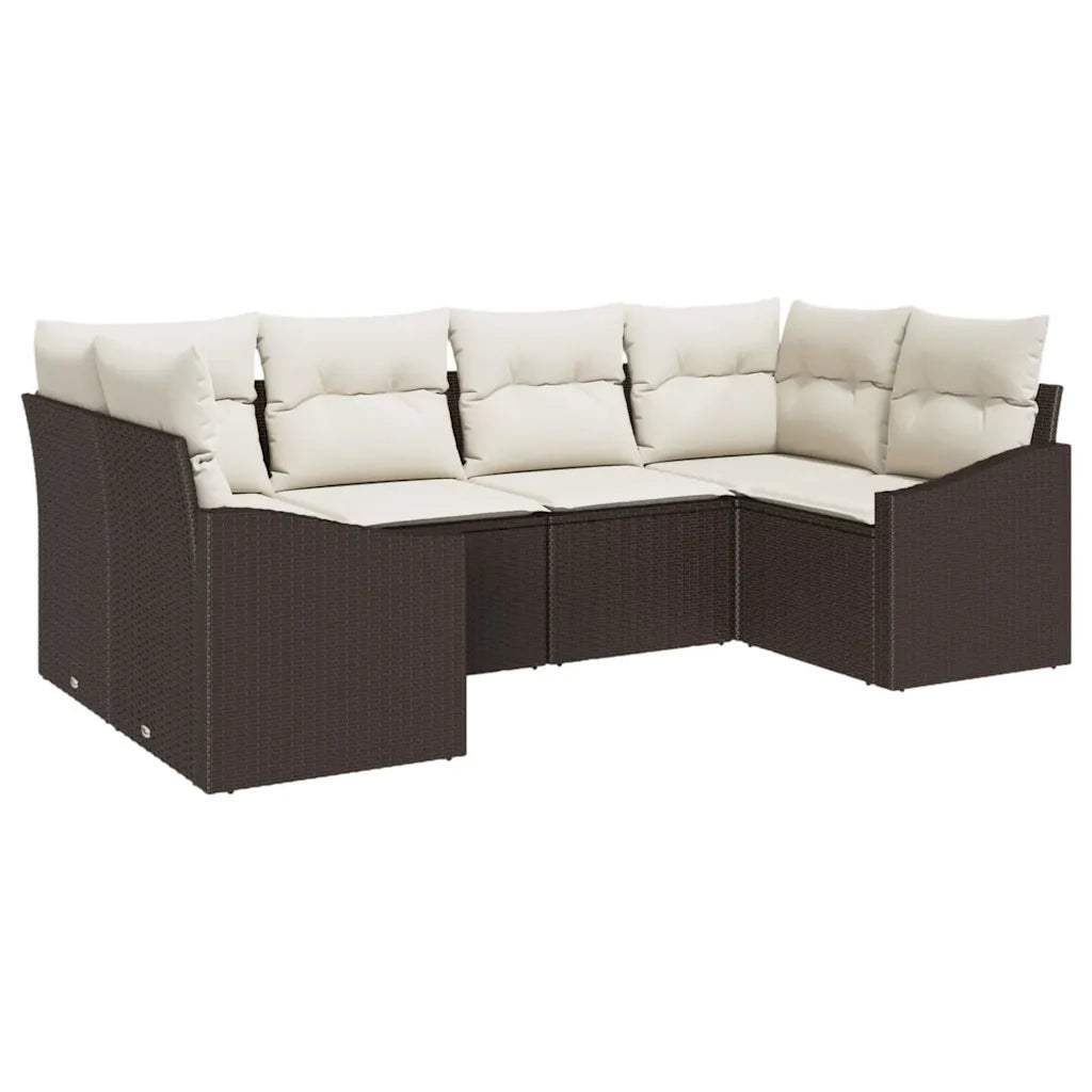 Set di divani con cuscino 6 pcs Marrone polyrattan