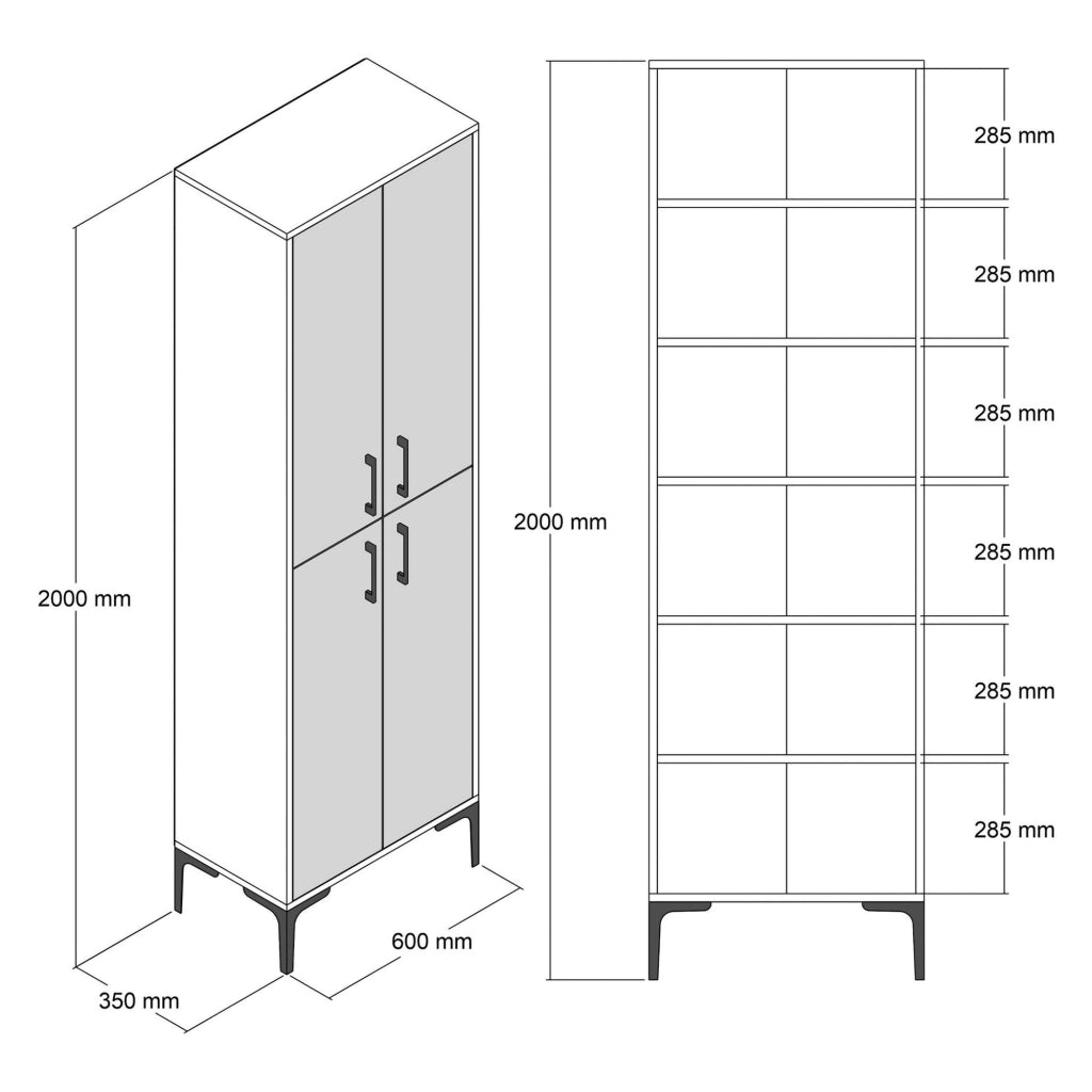 Laino, Armadio Multiuso Grande 6 Ripiani, 60x200h cm Marrone Rovere