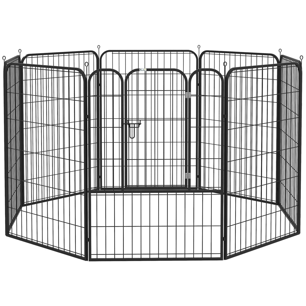 Recinto per Cani 8 Pannelli con Porta ¨C Minimal ¨C Nero 80x100 cm